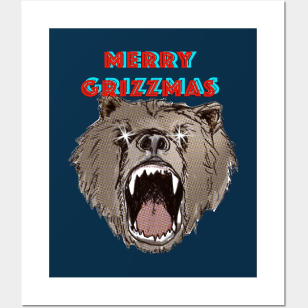 Merry Grizzmas Wall Art by heyK